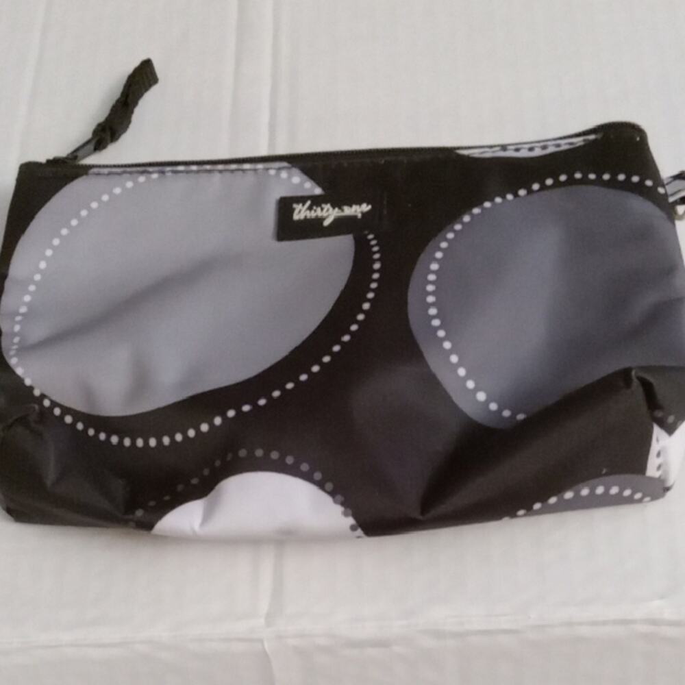 Thirty-One Black and Gray Polka Dot Cosmetic Bag. Vacation, Organization